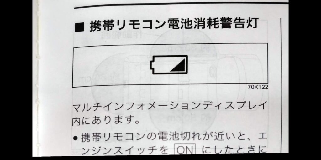 携帯リモコン電池消耗警告灯